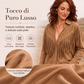 Giacca da donna con maniche lunghe in finta pelle scamosciata con frange