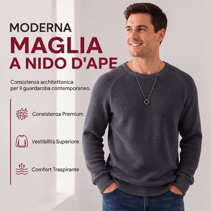 Maglione moderno da uomo in tessuto a nido d'ape