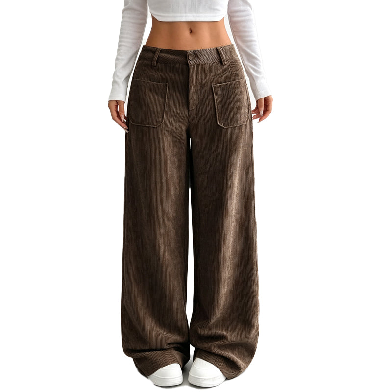 Pantaloni a gamba larga da donna, taglio comodo e rilassato