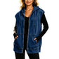 Gilet smanicato da donna in denim casual con cappuccio