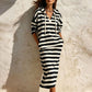 Abito felpa a righe casual da donna