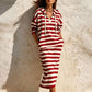 Abito felpa a righe casual da donna