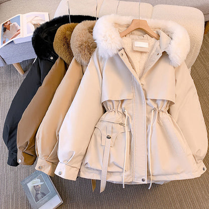Parka da donna vita marcata lunghezza media con tasche