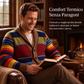 Maglione cardigan lavorato a maglia a righe con collo a scialle da uomo