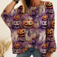 Top da donna in maglia uncinetto con motivo zucca per Halloween