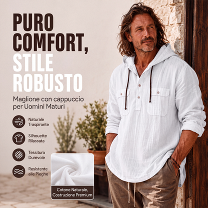 Camicia con cappuccio da uomo a maniche lunghe casual