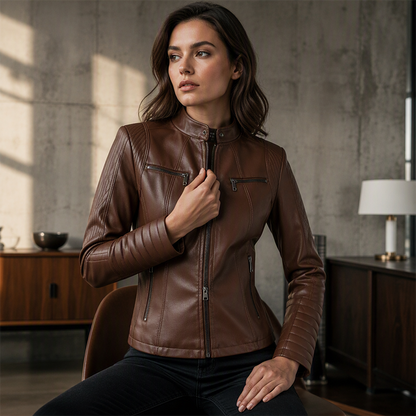 Giacca in finta pelle da donna slim fit