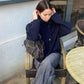 Cappotto corto da donna con colletto rialzato e monopetto