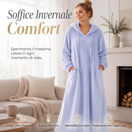Abito da lounge casual in peluche con cappuccio da donna