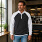 T-shirt da uomo in tessuto waffle con zip corta sul colletto
