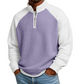T-shirt da uomo in tessuto waffle con zip corta sul colletto