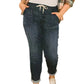 Pantaloni jogger in jeans casual da donna con coulisse