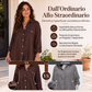 Abito camicia da donna in cotone e lino a maniche lunghe