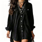 Abito camicia da donna in cotone e lino a maniche lunghe