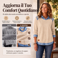 Felpa da donna a maniche lunghe con patchwork in denim