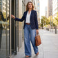 Jeans vintage a vita alta e gamba larga da donna