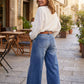 Jeans vintage a vita alta e gamba larga da donna