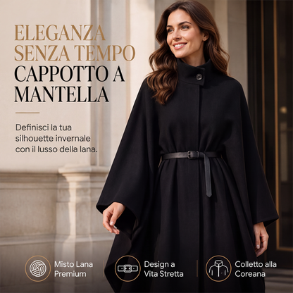 Cappotto a mantella elegante da donna con colletto alto