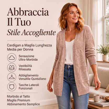 Cardigan lavorato a maglia da donna casual con apertura frontale