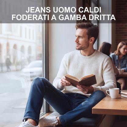 Jeans dritti da uomo foderati caldi