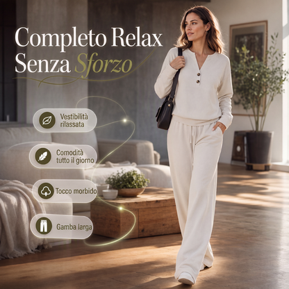 Completo da donna composto da top comodo e pantaloni a gamba larga