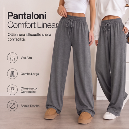 Pantaloni a gamba larga con coulisse e vita alta da donna