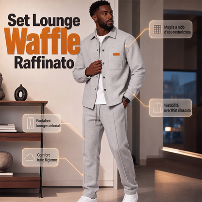 Completo casual da uomo due pezzi: giacca e pantaloni in tessuto a nido d'ape