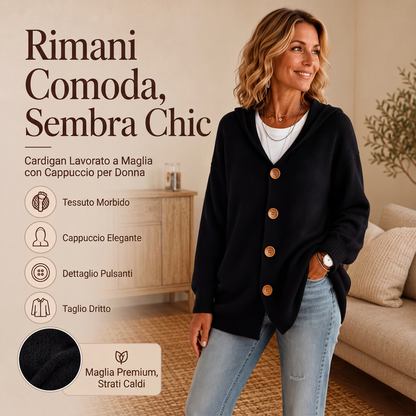 Cardigan con cappuccio casual da donna