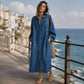 Abito camicia in denim ampio e casual da donna