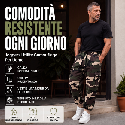 Pantaloni cargo sportivi da uomo mimetici con coulisse
