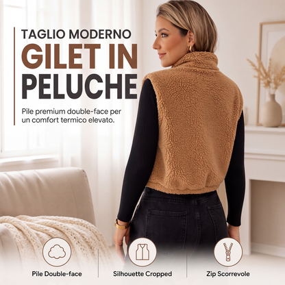 Gilet caldo da donna con colletto rialzato e zip