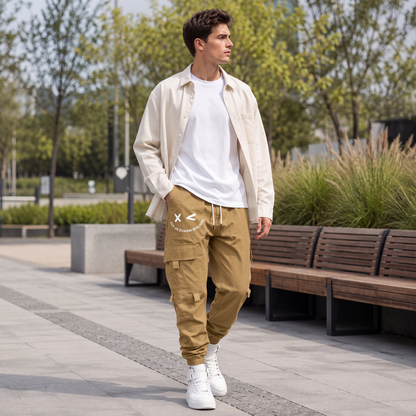 Pantaloni cargo casual da uomo a taglio largo