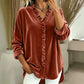 Camicia da donna con scollo arricciato a tinta unita