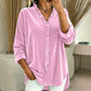 Camicia da donna con scollo arricciato a tinta unita