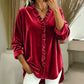 Camicia da donna con scollo arricciato a tinta unita