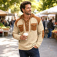Felpa con cappuccio da uomo in maglia waffle casual