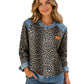 Felpa da donna casual con scollo tondo e stampa leopardata
