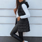 Gilet da donna lungo trapuntato con cerniera