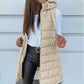 Gilet da donna lungo trapuntato con cerniera