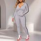 Set felpa con zip e pantaloni a righe da donna