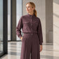 Completo due pezzi da donna: giacca elegante e pantaloni a gamba larga