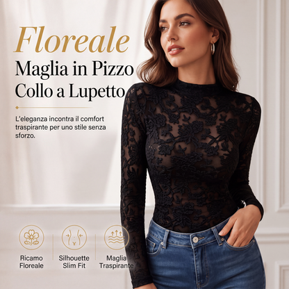 Camicia da donna elegante in pizzo a maniche lunghe