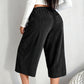 Pantaloni cropped a coste a gamba larga con coulisse da donna
