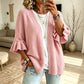 Cardigan lavorato a maglia da donna con maniche a volant