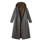 Cappotto lungo da donna vintage con rivestimento in pile e cappuccio
