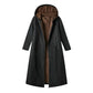 Cappotto lungo da donna vintage con rivestimento in pile e cappuccio