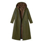 Cappotto lungo da donna vintage con rivestimento in pile e cappuccio