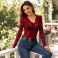 Top da donna sexy in pizzo floreale con scollo a V