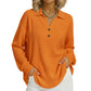 Top a maniche lunghe da donna con scollo a V in tessuto waffle knit