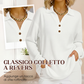 Top a maniche lunghe da donna con scollo a V in tessuto waffle knit